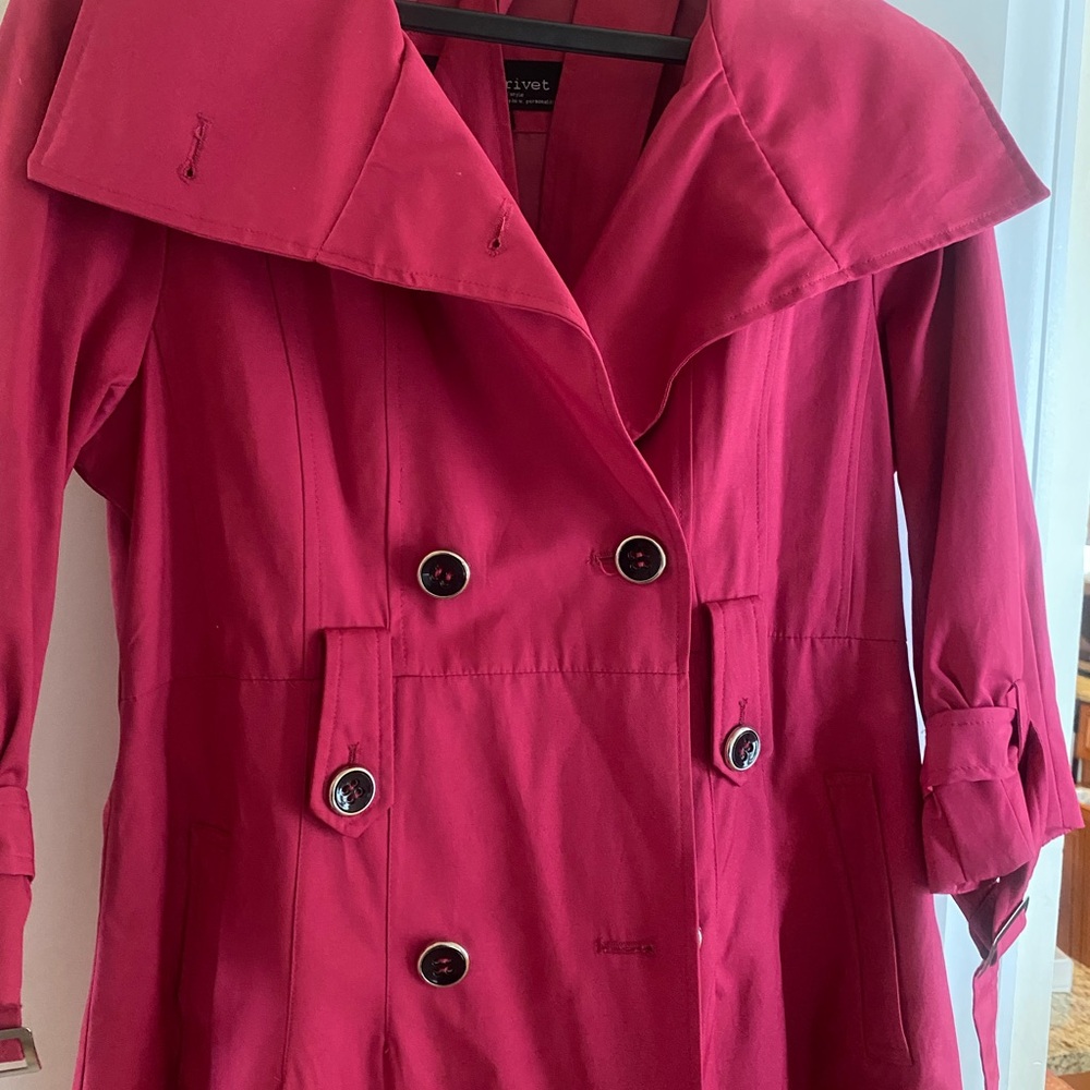 Calvin Klein Double-Breasted Red Trench Coat